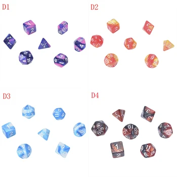 

Polyhedral Mixed Color Dice 7pcs/Set for Board Games D1,D2,D3,D4,D5,D6,D7,D8