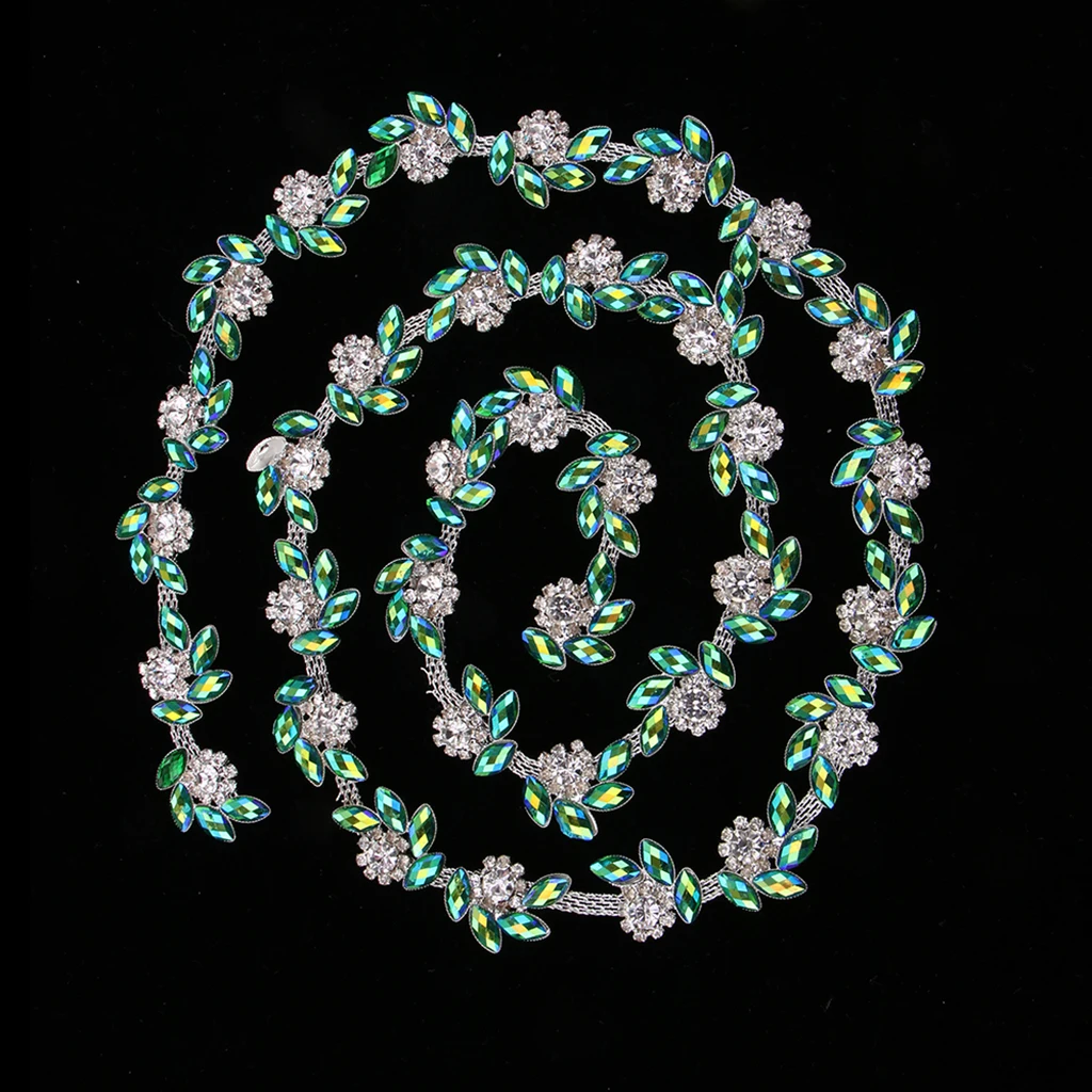 1 Yard Glass Rhinestone Chain Beaded Sew on Applique Trim DIY Sewing Crafts