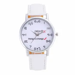Популярные женские часы бренда женские кожаные часы стали Циферблат математические формулы указатель циферблат модные однотонные часы