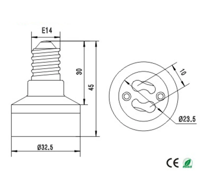 E14 к Gu10, Gu10 патрон лампы к E14 патрон лампы конвертер, патрон лампы конвертер, керамический материал, высокое качество, CE Rohs