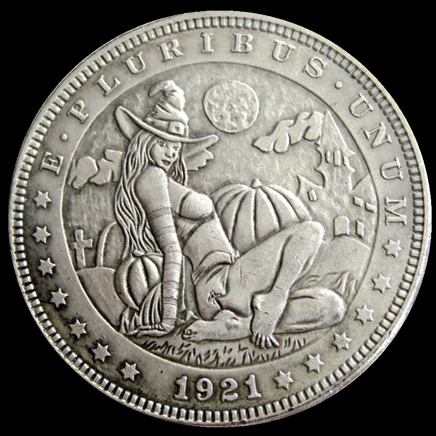 

Hobo Coins 1921 Morgan Dollar Beauty Girl in Hat Design Silver-Plated Funny Coins