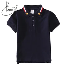 Новые футболки 6 цветов, Детские комплекты, летние модные короткие детские рубашки в полоску, футболка с отложным воротником для мальчиков+ шорты, комплект из 2 предметов, топы