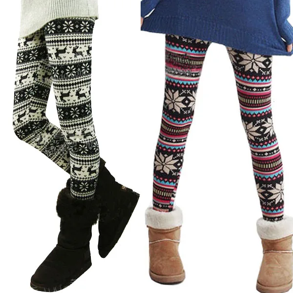 2017 Women's Retro Knitted Warm Leggings Snowflakes Winter Pants Multi ...