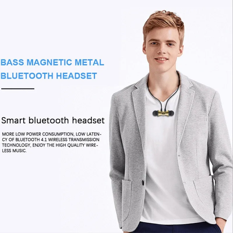 Магнитный Bluetooth handsfree 4,2, наушники, беспроводной аудио приемник, металлический, устойчивый к поту, в ухо, с микрофоном, шумоподавление для спорта