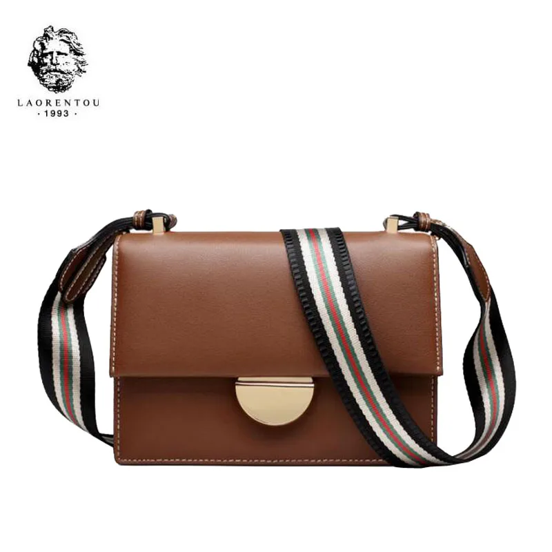 

LAORENTOU 2019 New women Leather handbags quality Cowhide Fashion Luxury women Leather shoulder Crossbody bag
