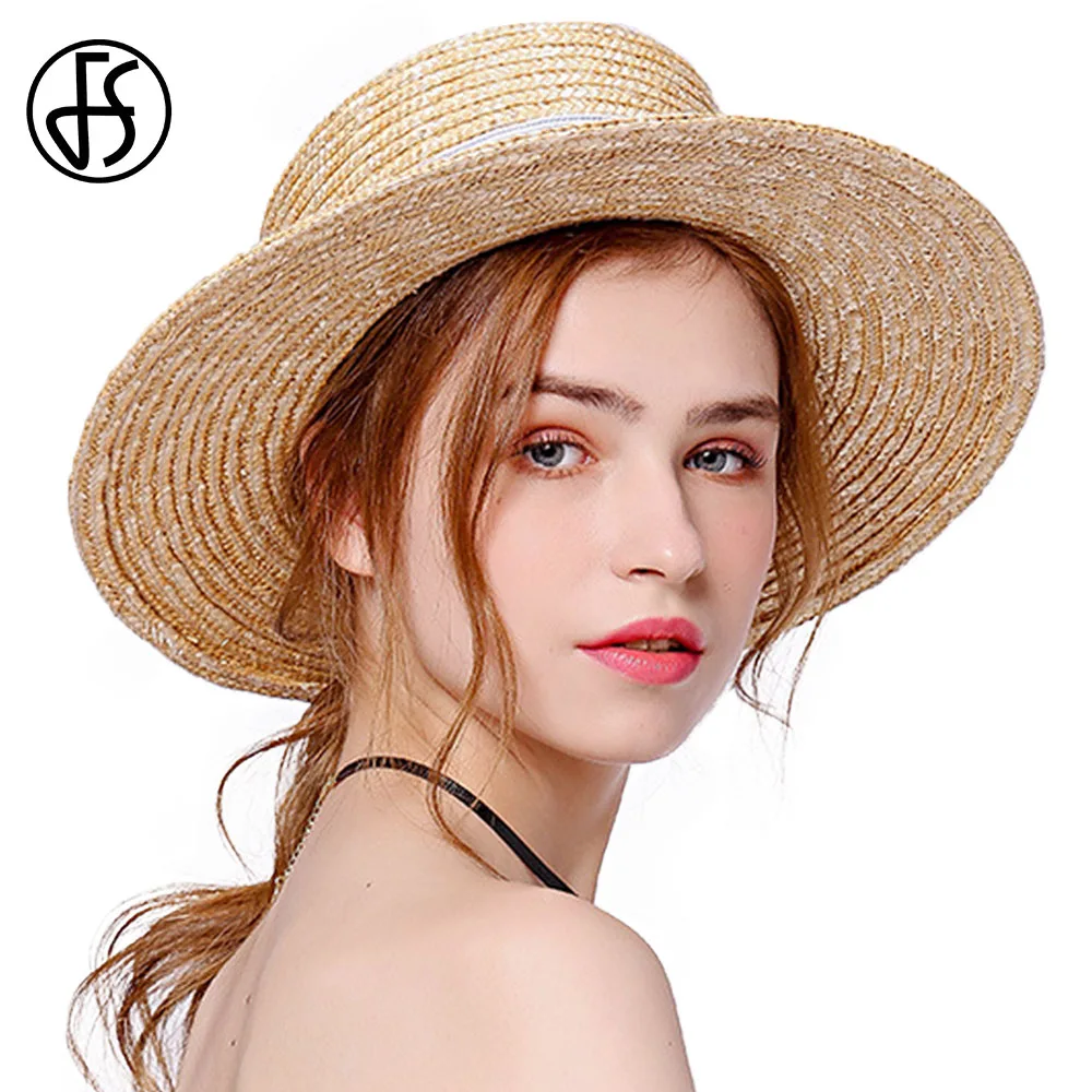 Fs 2018 جديد الطبيعة سترو بنما قبعة أنيقة النساء الكلاسيكية شريط متماسكة الفرقة واسعة بريم الطاقية القبعات عارضة شاطئ أحد كاب النساء
