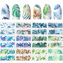 12 видов конструкций, тропические джунгли, водные наклейки для ногтей, набор, татуировки, слайдер, растение, цветочный дизайн, украшение, маникюрный наконечник, JIBN961-972