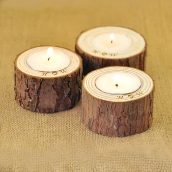 

Personalized Wood Candle Holders Home Decoration Rustic Wedding Centerpiece Holder