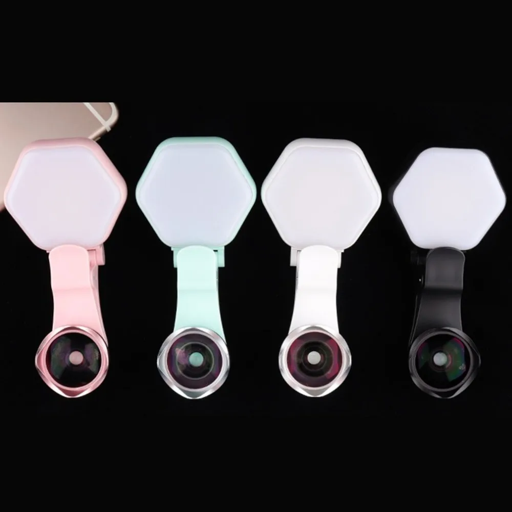 Универсальные Объективы для телефона кольцевой свет перезаряжаемый зажим на складной селфи свет широкоугольный объектив для фотографии видео