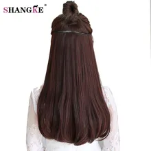 SHANGKE 24 дюйма 180 г накладные волосы на заколках, натуральные накладные волосы, Жаростойкие синтетические волосы для наращивания, достаточно для всей головы