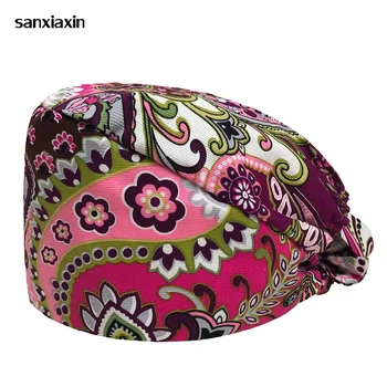 

Wholesale Operating Room Hat Surgical Scrub Cap Dental Doctor Nurse Hats Cotton Surgical Caps Flower Cartoon Printing Scrub Caps