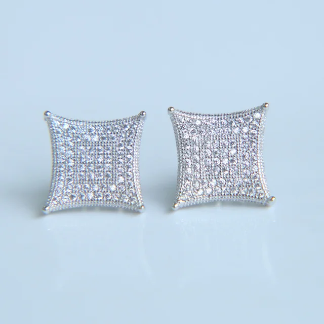 2017 New Arrival 925 Silver Back Square Earrings For Men Micro 2017 New Arrival 925 Silver Back Square Earrings For Men Micro Pave Cubic Zirconia Rhodium