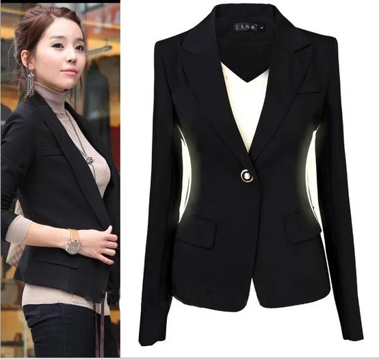 2014 New Women's Blazer Plus Size Suits for Women Work Wear Black