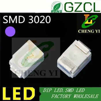 

200pcs free shipping Purple 3020 smd led 3.0*2.0mm 3.0-3.5V uv 3020 chip led(CE&Rosh)