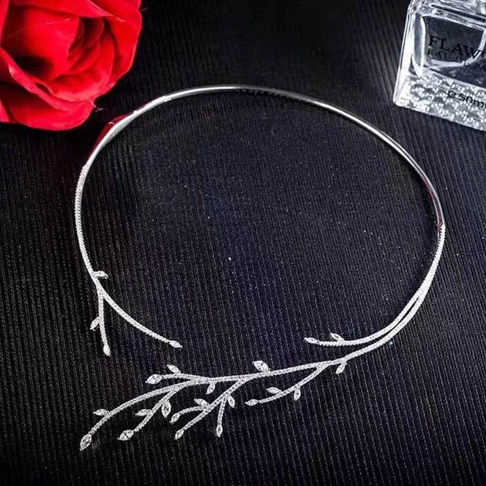

Designer Fashion 925 Sterling Silver Jewelry 3A Cubic Zirconia Collar Necklace