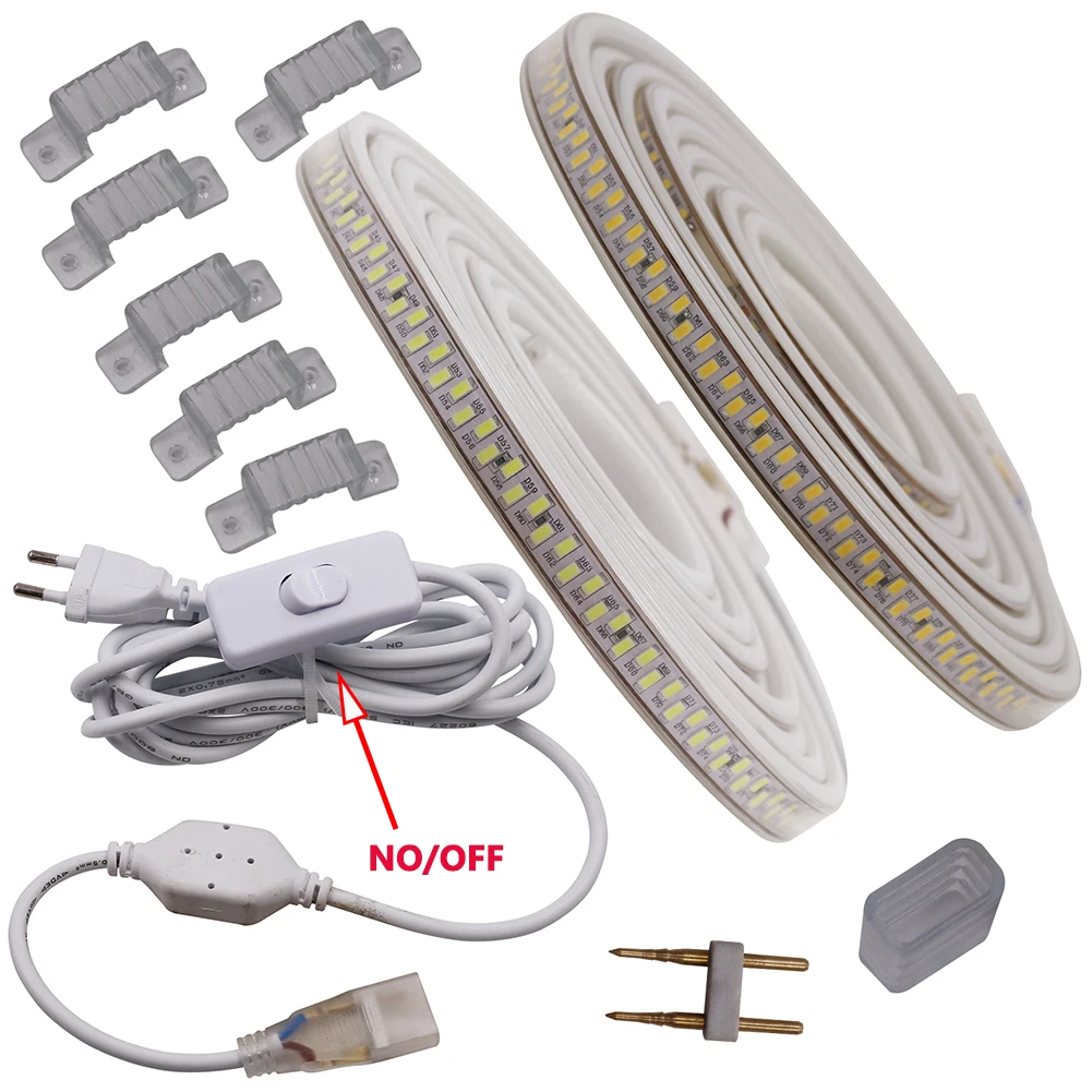 220v 5630 Led Strip Light With Dimmer Or Onoff Switch Waterproof