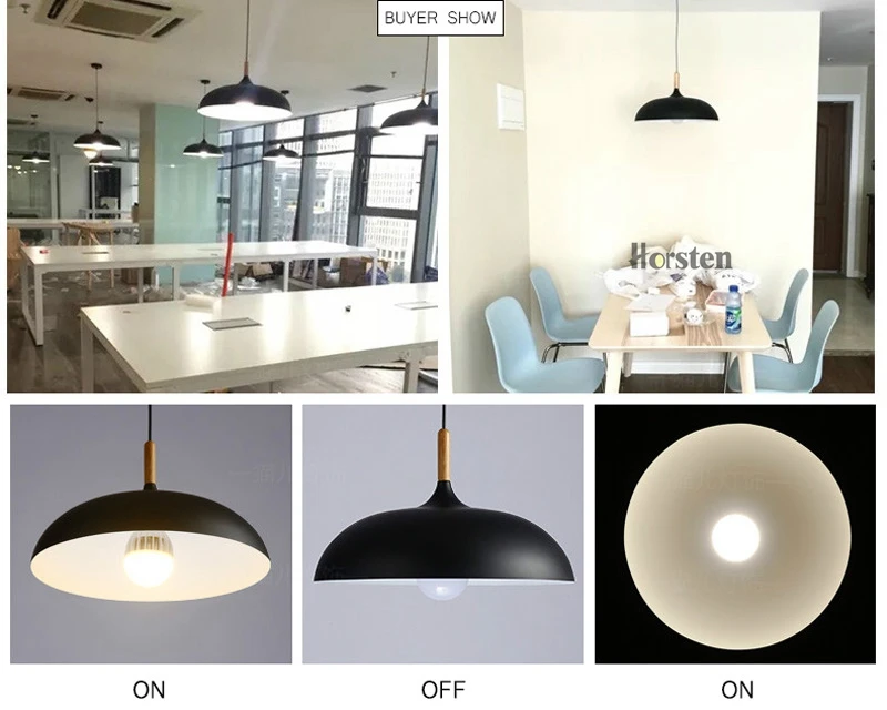 Horsten Nordic Simple Modern Pendant Lights Wood Aluminum Lampshade Industrial Lighting Loft Dining Room Pendant Lamp E27 (4)