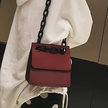 

Casual Women Acrylic Chains Handbags PU Leather Lattice Crossbody Bags For Women Small Flap Bolsa Brand Messenger Bags Girls New