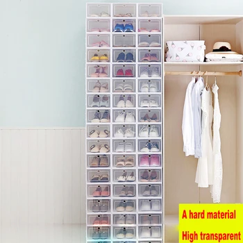 

1pcs Multifunctional Colored Shoe Hanger Plastic Shoebox Transparent Crystal Portable Storage Box Household Drawer Case Organize