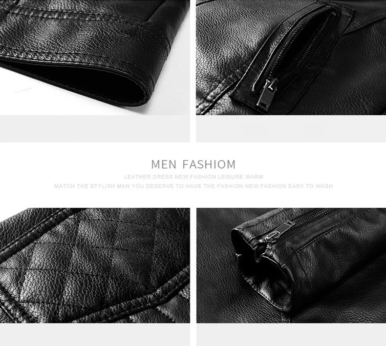 Новый Для мужчин Кожаная куртка Модные Черные мотоциклетные кожаная куртка Для мужчин Slim Fit Искусственная кожа пальто молния панк-куртка