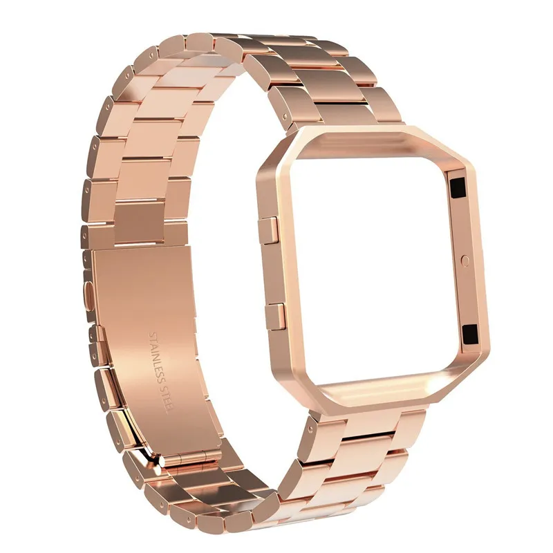 Браслет из нержавеющей стали для часов Fit bit Blaze Smart Watch Band с рамкой и кнопкой складной застежкой замена браслета ремешок