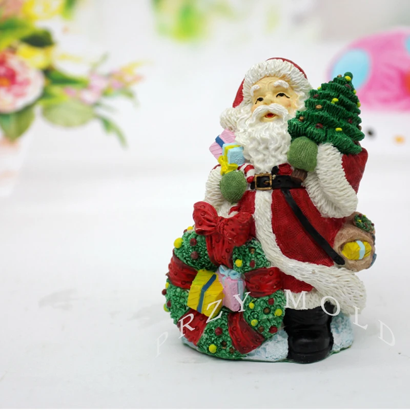 PRZY силикагель силиконовая форма Рождество 3d Санта Клаус держать свеча с рождественской елки Плесень мыло формы для украшения дома