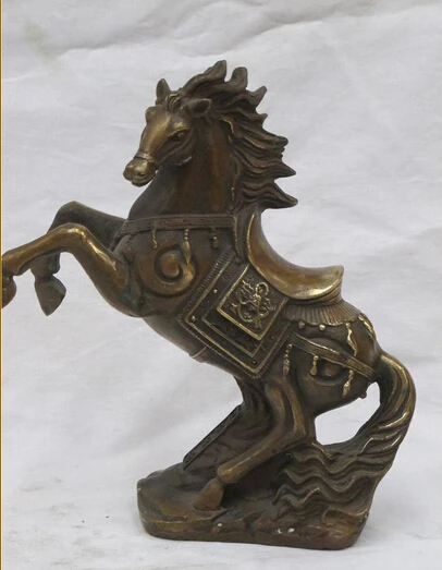 

150401 S0092 8.5"China Sino feng shui Bronze dragon head saddle horse win instant success ST