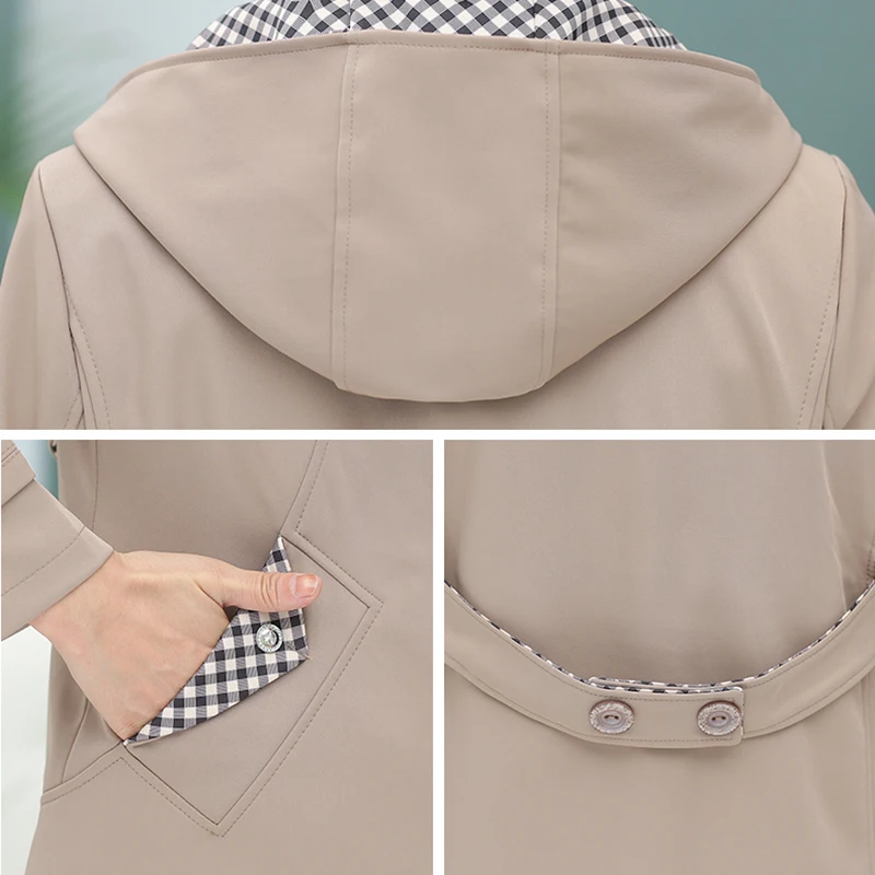 coffee Et D'âge black La Printemps Mode De Femelle vent Moyen 2019 Manches Femmes Automne Nouveau Hy514 Longues Capuchon Coatodfvebx Plus Khaki Coupe Veste À Taille xqZgxwzS6