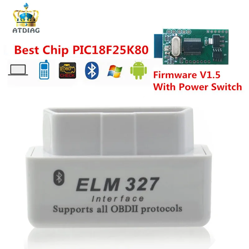 ELM327 1.5 Firmware V1.5 Super Mini ELM327 Bluetooth With PIC1825K80 ...