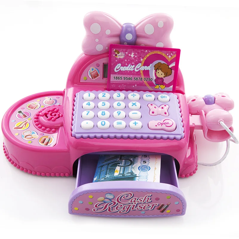 Розовый электронный кассовый аппарат Набор ролевых игрушек для девочек принцесса настоящая жизнь супермаркет кассовая игрушка День рождения/Рождественский подарок