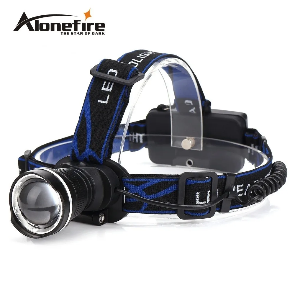 AloneFire HP87 налобный фонарь Cree XML T6 L2 светодиодный 5000лм налобный фонарь с зумом Головной фонарь для кемпинга 18650 перезаряжаемый аккумулятор - Испускаемый цвет: Black Head light A