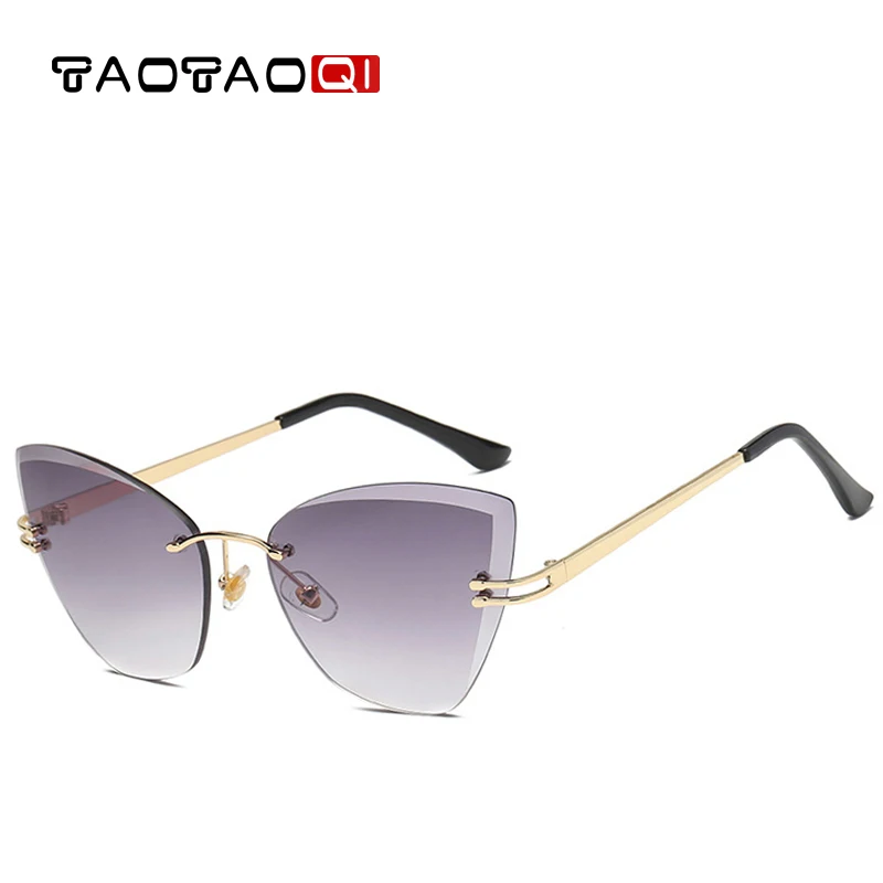 Бренд taotaoqi, кошачий глаз, солнцезащитные очки для женщин, дизайнерские, индивидуальные, без оправы, винтажные мужские солнцезащитные очки, UV400, солнцезащитные очки, oculos de sol