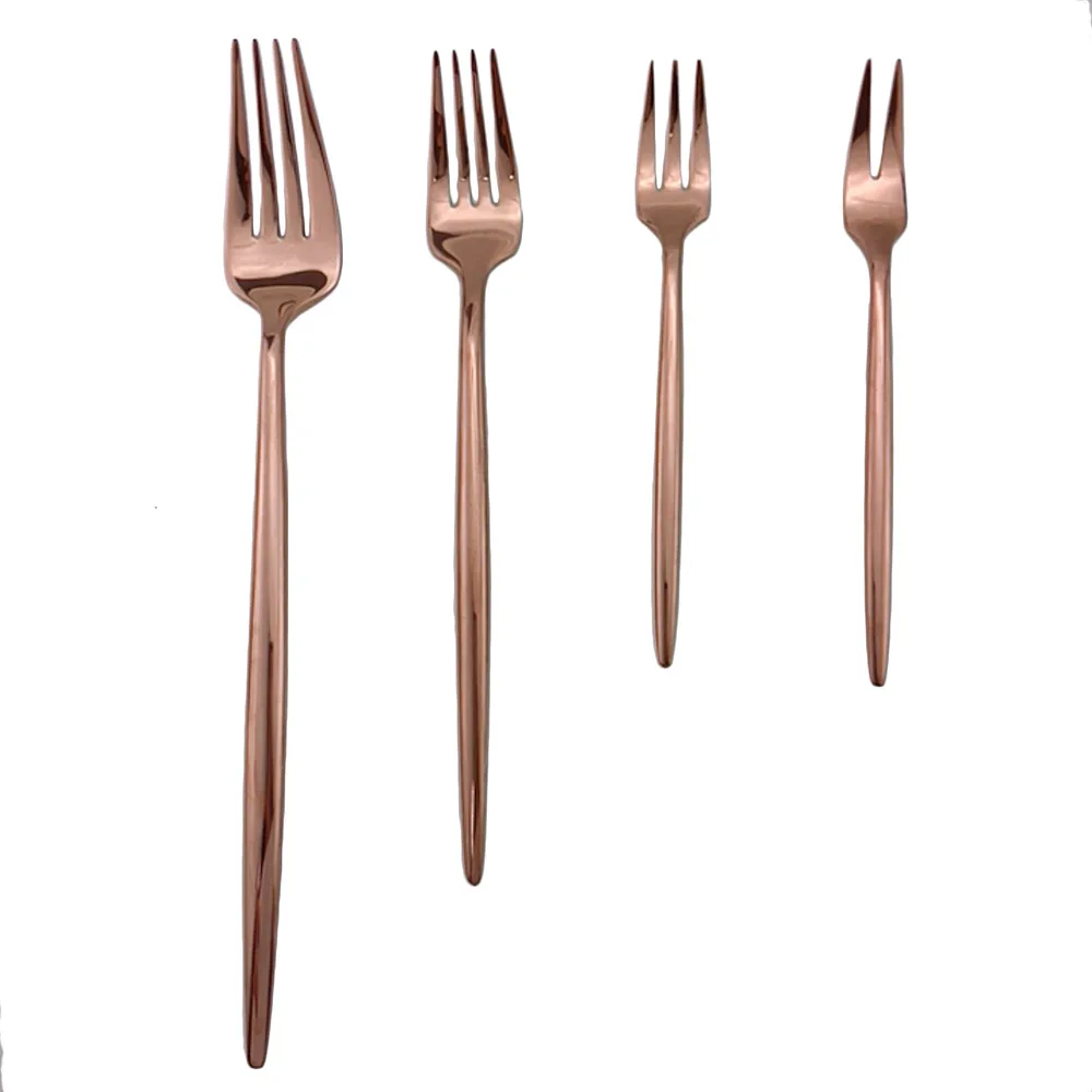 

1PCS Cake Salad Fruit Fork Dessert Fork Rose Dinnerware Set Colorful Fork Plated Stainless Steel kitchen Set Cutlery Party For 1