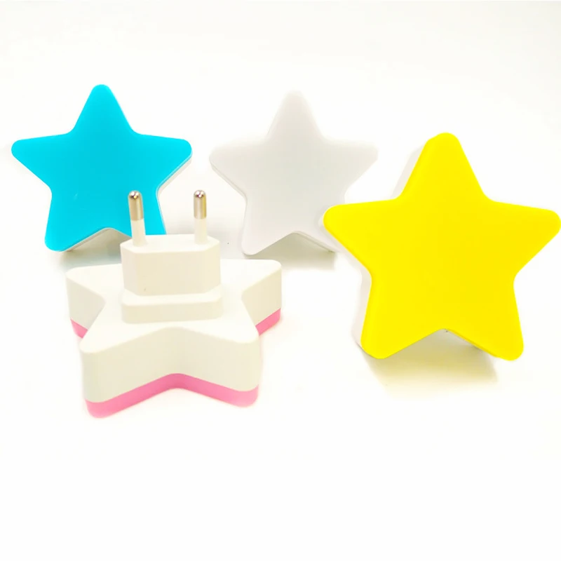 EU  US Plug LED Star Night Lights Wall Socket Bedside Lamp AC 220V 110V Lovely Light Control Children Room Feeding Night Lamps (7)