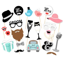 Wedding Photo Booth Props Party Funny Mask DIY Mr Mrs Bride Groom Photobooth Bridal Shower Decoration Just Married Centerpieces