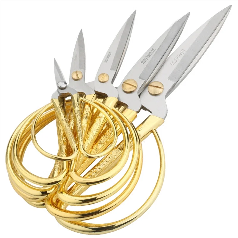 

Stainless Steel Sewing Gold Scissors Short Cutter Durable Vintage Embroidery Tailor Scissors Fabric Cutter Craft Tool for Sewing