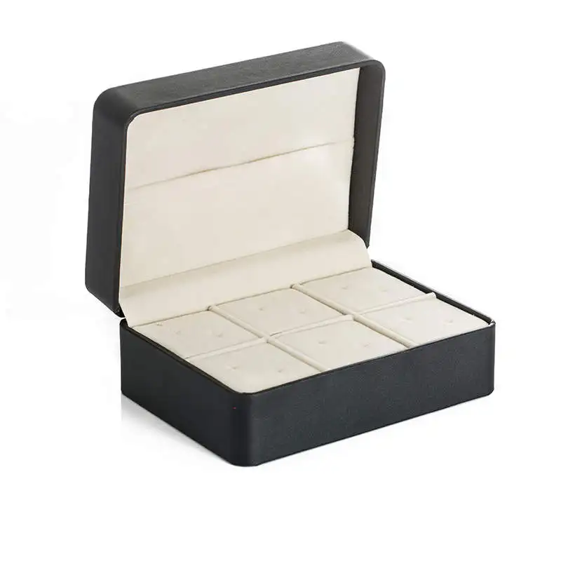 

Black Leather cufflink Box Leather Multipurpose Show Cases Jewelry Show Box For 6 sets cufflinks