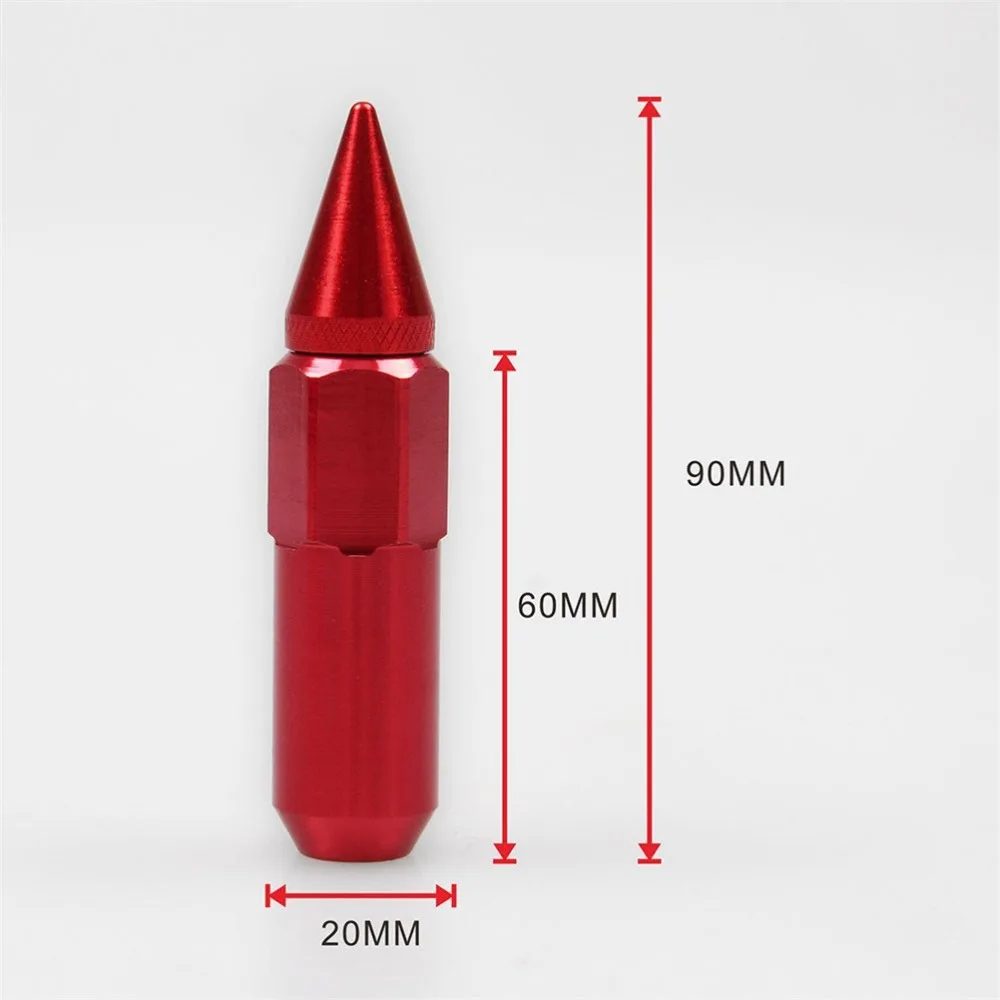 60 мм 12x1,25 алюминиевые колесные гайки 20 шт., крепящаяся удлиненная гайка, ремонтная Шестигранная гайка