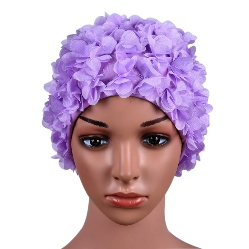 1pcs Three dimensional flower petals ladies swimming cap Vintage Floral Swimming Hat Flower Bathing Cap