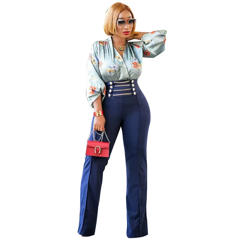 buttoned high waist wide leg pants