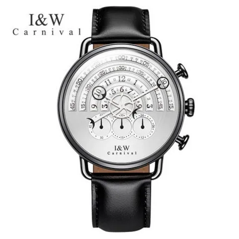 Люксовый бренд, для подиума, уникальный дизайн, кварцевые мужские часы, хронограф, секундомер, часы, мужские часы, военная мода, полная сталь, кожа, reloj - Цвет: Black white SF8816Bl