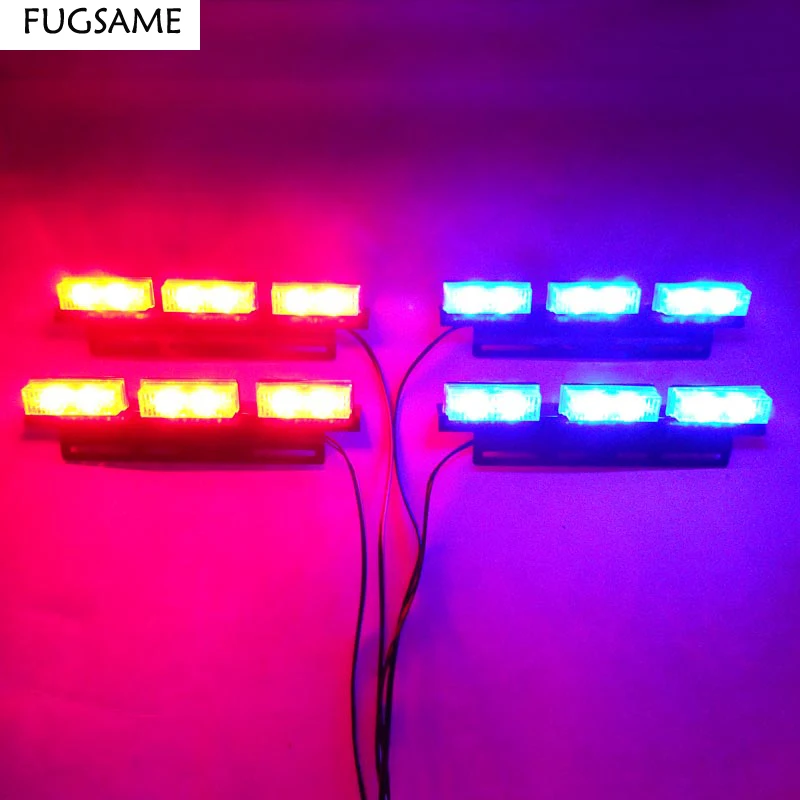 

FUGSAME FREE SHIPPING Super Bright 4*6 LED Car Strobe Light High Power 2 RED 2 BLUE