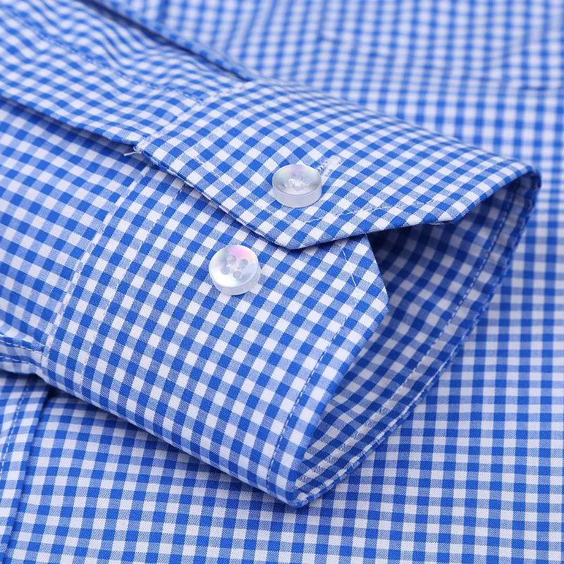 DAVYDAISY 100% Cotton Men Shirt Long Sleeved Plaid Striped Casual Business Dress Shirts DS151