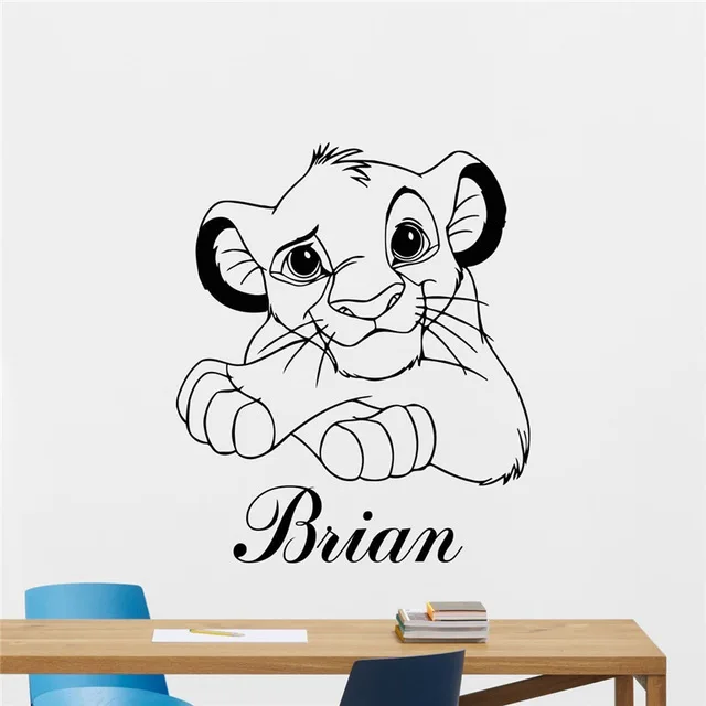

Lion King Wall Sticker Custom Name Cartoons Vinyl Sticker Simba Nursery Wall Decor Kids Baby Room Art Wall Children Mural