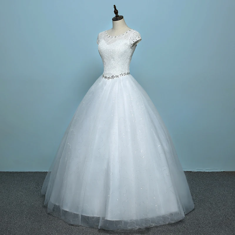 Настоящая фотография корейский стиль короткий кружевной рукав летний Стиль Модное свадебное платье свадебные платья со стразами Vestido Casamento
