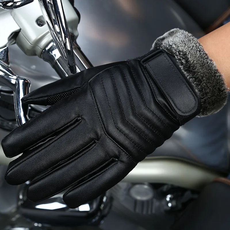 Осенне-зимние мужские утепленные перчатки из искусственной кожи с сенсорным экраном, ветрозащитные водонепроницаемые перчатки для вождения, варежки G121