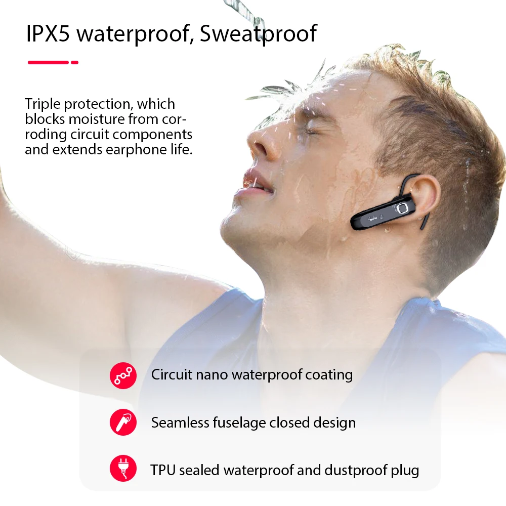 UCOMX U32K Bluetooth наушники беспроводная гарнитура с ушным крюком деловые микрофоном
