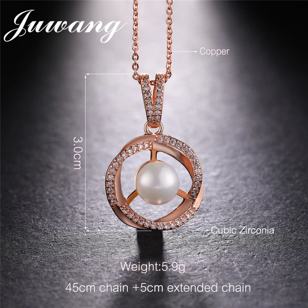 JUWANG-Marke-Simulierte-Perle-Anh-nger-Halsketten-Schmuck-Klare-Zirkonia-Fashion-Runde-Colliers-Halskette-f-r (5)