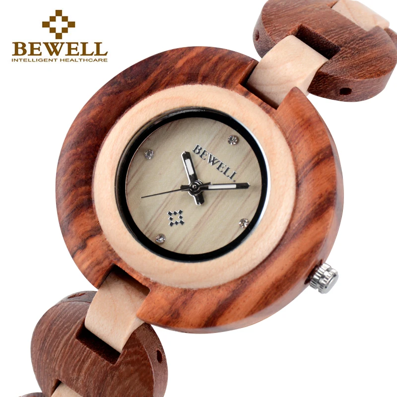 Часы BEWELL 010A 2019 маленькие деревянные часы с браслетом для женщин роскошные