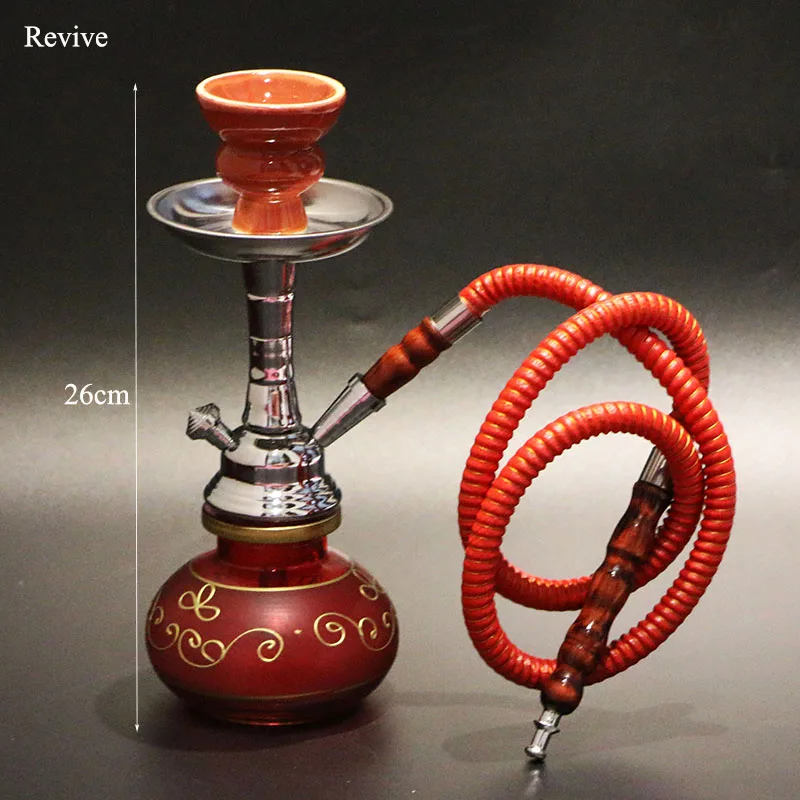 Revive Glass Hookah Set Black Chicha Yellow Shisha Blue Narguile Red Nargile Green Water Pipe Ceramic Smoking Bowl Hose Options
